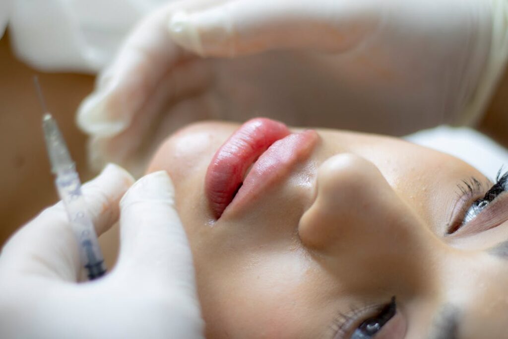 closeup of woman's face before liquid rhinoplasty