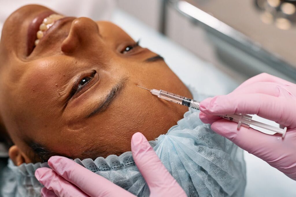 client getting injections, Xeomin vs Botox